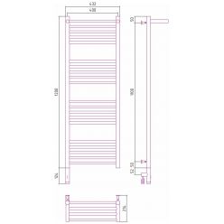 Полотенцесушитель электрический Сунержа Богема 3.0 1200 x 400 с полкой, ширина 43.2 см, высота 132.4 см, матовое золото, L/R