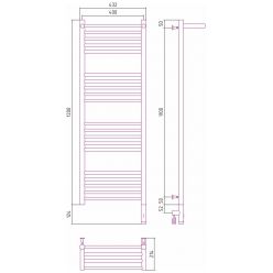 Полотенцесушитель электрический Сунержа Богема 3.0 1200 x 400 с полкой, ширина 43.2 см, высота 132.4 см, матовый черный, L/R
