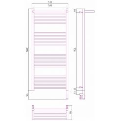 Полотенцесушитель электрический Сунержа Богема 3.0 1200 x 500 с полкой, ширина 53.2 см, высота 132.4 см, хром, L/R