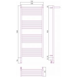 Полотенцесушитель электрический Сунержа Богема 3.0 1200 x 500 с полкой, ширина 53.2 см, высота 132.4 см, золото, L/R