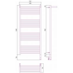 Полотенцесушитель электрический Сунержа Богема 3.0 1200 x 500 с полкой, ширина 53.2 см, высота 132.4 см, матовый белый, L/R