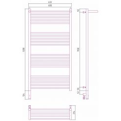 Полотенцесушитель электрический Сунержа Богема 3.0 1200 x 600 с полкой, ширина 63.2 см, высота 132.4 см, хром, L/R