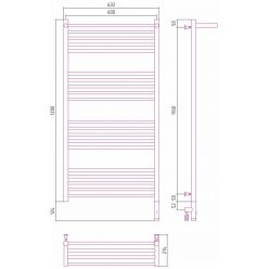 Полотенцесушитель электрический Сунержа Богема 3.0 1200 x 600 с полкой, ширина 63.2 см, высота 132.4 см, хром, L/R