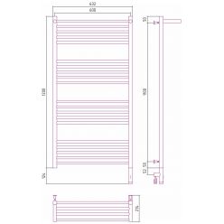 Полотенцесушитель электрический Сунержа Богема 3.0 1200 x 600 с полкой, ширина 63.2 см, высота 132.4 см, белый, L/R