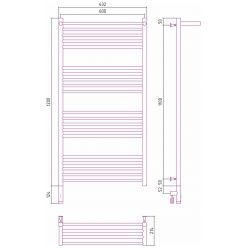 Полотенцесушитель электрический Сунержа Богема 3.0 1200 x 600 с полкой, ширина 63.2 см, высота 132.4 см, матовый белый, L/R
