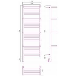 Полотенцесушитель электрический Сунержа Богема 3.0 1200 x 400 с 4 полками, ширина 43.2 см, высота 132.4 см, белый, L/R