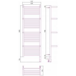 Полотенцесушитель электрический Сунержа Богема 3.0 1200 x 400 с 4 полками, ширина 43.2 см, высота 132.4 см, белый, L/R