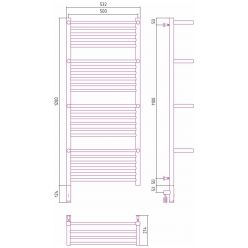 Полотенцесушитель электрический Сунержа Богема 3.0 1200 x 500 с 4 полками, ширина 53.2 см, высота 132.4 см, матовый черный, L/R