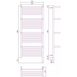 Полотенцесушитель электрический Сунержа Богема 3.0 1200 x 500 с 4 полками, ширина 53.2 см, высота 132.4 см, матовый черный, L/R