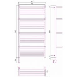 Полотенцесушитель электрический Сунержа Богема 3.0 1200 x 600 с 4 полками, ширина 63.2 см, высота 132.4 см, хром, L/R