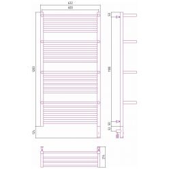 Полотенцесушитель электрический Сунержа Богема 3.0 1200 x 600 с 4 полками, ширина 63.2 см, высота 132.4 см, состаренная латунь, L/R