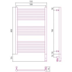 Полотенцесушитель электрический Сунержа Богема 3.0 800 x 500, ширина 53.2 см, высота 92.4 см, правый, золото, 03-5805-8050