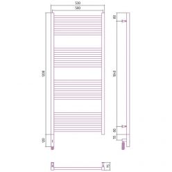 Полотенцесушитель электрический Сунержа Модус 3.0 1200 x 500, ширина 50 см, высота 120 см, МЭМ, левый/правый, черный матовый