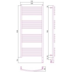 Полотенцесушитель электрический Сунержа Богема 3.0 выгнутая 1200х500, ширина 53.2 см, высота 132.4 см, хром, МЭМ правый, 00-5803-1250
