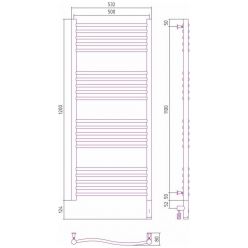 Полотенцесушитель электрический Сунержа Флюид 3.0 120 x 50 см, 00-5821-1250, ТЭН справа, хром