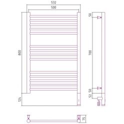 Полотенцесушитель электрический Сунержа Богема 3.0 прямая 800 x 500, ширина 53.2 см, высота 92.4 см, правый, хром, 00-5805-8050