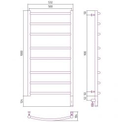 Полотенцесушитель электрический Сунержа Галант 3.0, 100 х 50 см, хром, подключение справа, 071-5801-1050