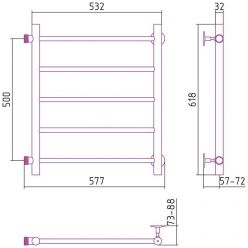Полотенцесушитель водяной Стилье Версия-Б, 50/50, ширина 50 см, высота 50 см, боковое подключение 50 см, цвет черный, 17610-5050