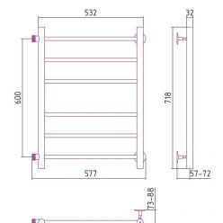 Полотенцесушитель водяной Стилье Версия-Б, 50/60, ширина 50 см, высота 60 см, боковое подключение 60 см, цвет белый, 12610-6050