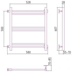 Полотенцесушитель водяной Стилье Версия-Б1, 50/50, ширина 50 см, высота 50 см, боковое подключение 50 см, цвет черный, 17611-5050