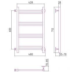 Полотенцесушитель водяной Стилье Версия-Б1, 40/60, ширина 40 см, высота 60 см, боковое подключение 60 см, цвет белый, 12611-6040