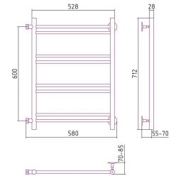 Полотенцесушитель водяной Стилье Версия-Б1, 50/60, ширина 50 см, высота 60 см, боковое подключение 60 см, цвет белый, 12611-6050