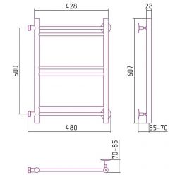 Полотенцесушитель водяной Стилье Версия-Б1, 40/50, ширина 40 см, высота 50 см, боковое подключение 50 см, цвет белый, 12611-5040
