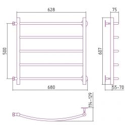 Полотенцесушитель водяной Стилье Версия-Б2, 60/50, ширина 60 см, высота 50 см, боковое подключение, 50 см, цвет черный, 17612-5060