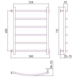 Полотенцесушитель водяной Стилье Версия-Б2, 50/60, ширина 50 см, высота 60 см, боковое подключение 60 см, цвет белый, 12612-6050