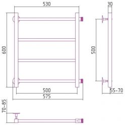 Полотенцесушитель водяной Стилье Версия-КБ, 50/50, ширина 50 см, высота 50 см, боковое подключение 50 см, цвет белый, 12630-5050