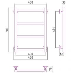 Полотенцесушитель водяной Стилье Версия-КН, 40/60, ширина 40 см, высота 60 см, нижнее подключение, цвет белый, 12640-6040