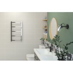 Полотенцесушитель водяной Стилье Версия-КН, 40/80, ширина 40 см, высота 80 см, нижнее подключение, цвет черный, 17640-8040