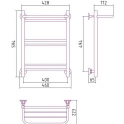 Полотенцесушитель водяной Стилье Версия-Н1, 40/60, ширина 40 см, высота 60 см, нижнее подключение, цвет черный, 17621-6040