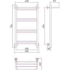 Полотенцесушитель водяной Стилье Версия-Н1, 40/80, ширина 40 см, высота 80 см, нижнее подключение, цвет белый, 12621-8040