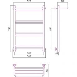 Полотенцесушитель водяной Стилье Версия-Н1, 50/80, ширина 50 см, высота 80 см, нижнее подключение, цвет белый, 12621-8050