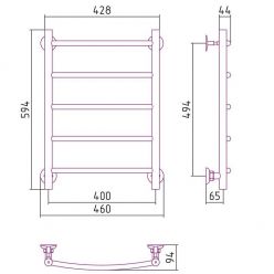 Полотенцесушитель водяной Стилье Версия-Н2, 40/60, ширина 40 см, высота 60 см, нижнее подключение, цвет белый, 12622-6040