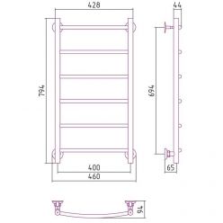 Полотенцесушитель водяной Стилье Версия-Н2, 40/80, ширина 40 см, высота 80 см, нижнее подключение, цвет черный, 17622-8040