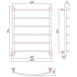 Полотенцесушитель водяной Стилье Версия-Н2, 60/80, ширина 60 см, высота 80 см, нижнее подключение, цвет белый, 12622-8060