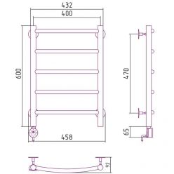 Полотенцесушитель электрический Стилье Формат 12, 40/60, ширина 40 см, высота 60 см, белый матовый, ТЭН слева/справа, 30513-6040/30512-6040