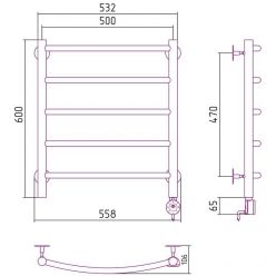 Полотенцесушитель электрический Стилье Формат 12, 50/60, ширина 50 см, высота 60 см, ТЭН справа, белый матовый, 30512-6050