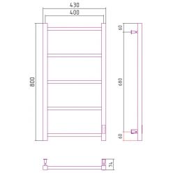 Полотенцесушитель электрический Стилье Формат 25, 40/80, ширина 40 см, высота 80 см, диммер справа, черный матовый, 31524-8040