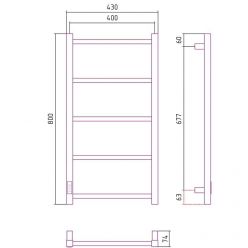 Полотенцесушитель электрический Стилье Формат 26, ширина 40 см, высота 80 см, диммер слева/справа, белый, 12527-8040/12526-8040