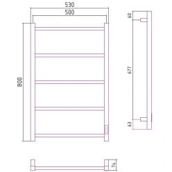 Полотенцесушитель электрический Стилье Формат 26, ширина 50 см, высота 80 см, диммер слева/справа, черный матовый, 31527-8050/31526-8050
