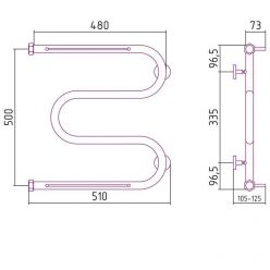 Полотенцесушитель водяной Сунержа М-образный+, высота 50 см, ширина 50 см, боковое подключение 50 см, 2 полки, цвет хром, 00-4008-5050