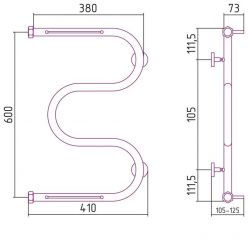 Полотенцесушитель водяной Сунержа М-образный+, высота 40 см, ширина 60 см, боковое подключение 60 см, 2 полки, цвет хром, 00-4008-6040