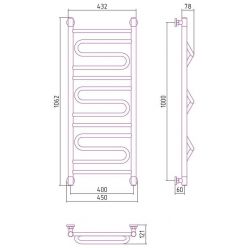 Полотенцесушитель водяной Сунержа Элегия+, ширина 40 см высота 100 см, универсальное подключение, хром, 00-0205-1040