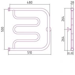 Полотенцесушитель водяной Сунержа Лира, высота 50 см, ширина 50 см, боковое подключение 50 см, цвет шампань, 020-0011-5050