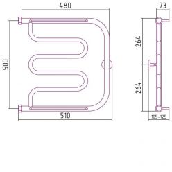 Полотенцесушитель водяной Сунержа Лира, ширина 50 см, высота 50 см, боковое подключение 50 см, 2 полки, цвет шампань, 020-0012-5050