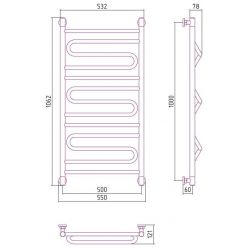 Полотенцесушитель водяной Сунержа Элегия+, ширина 50 см высота 100 см, универсальное подключение, хром, 00-0205-1050