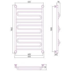 Полотенцесушитель водяной Сунержа Элегия+, ширина 60 см высота 100 см, универсальное подключение, хром, 00-0205-1060